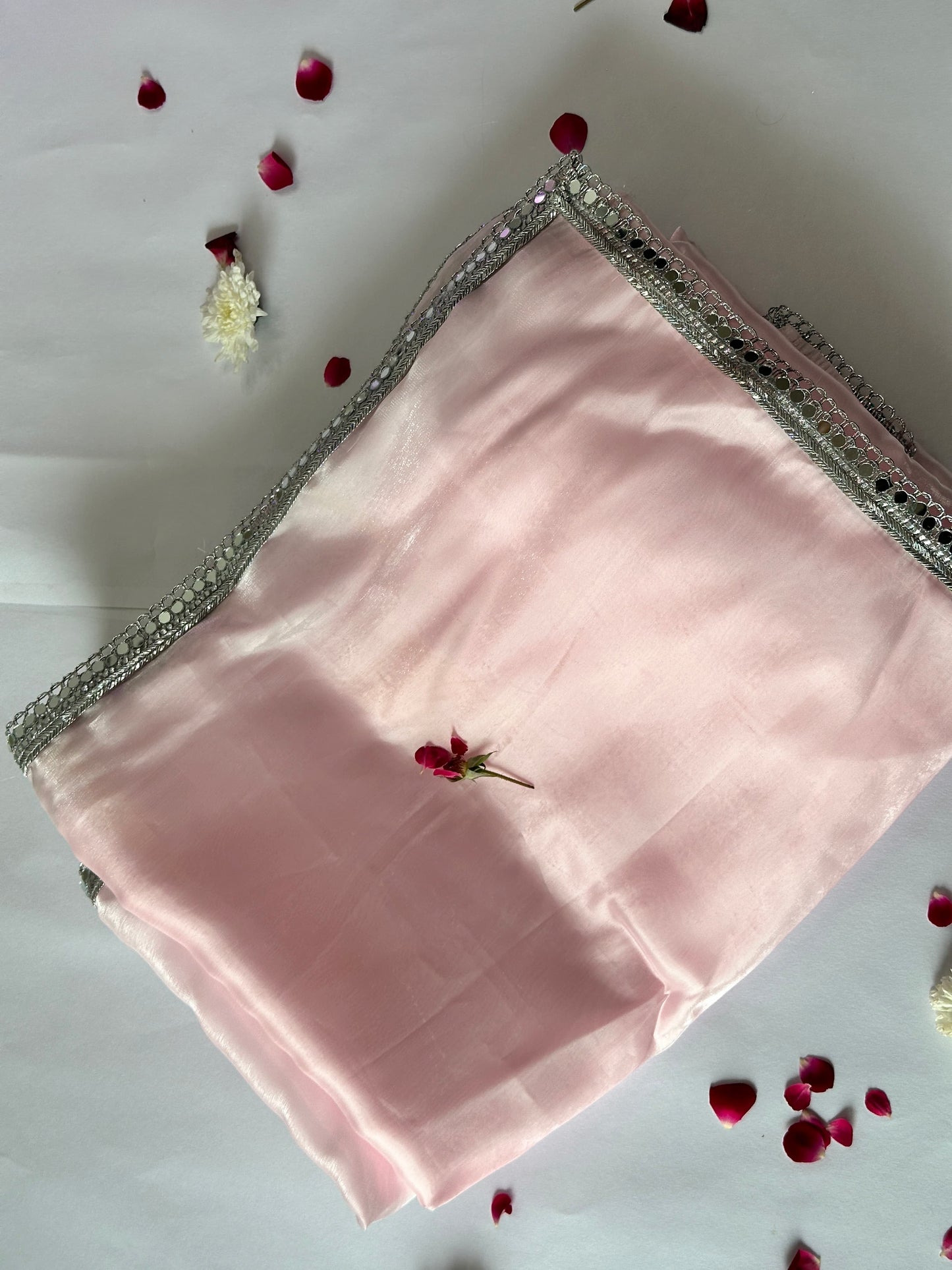 baby pink lain saree